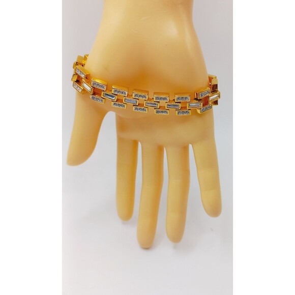 Swarovski Bangle Bracelet Swarovski swan mark pave, baguette clear crystals - Picture 3 of 8